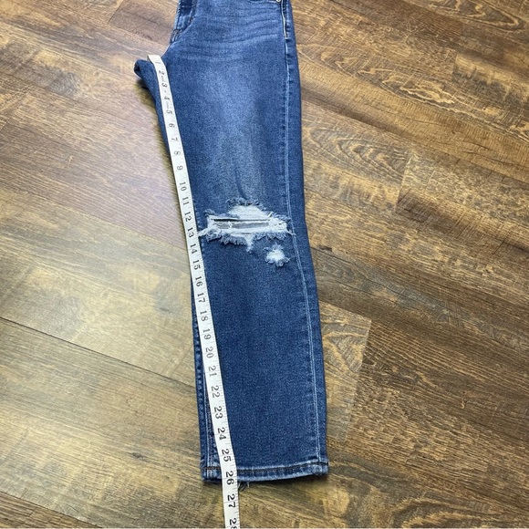 American Eagle Mom Jeans Womens 6 High Rise Stretch Blue Denim Distressed - Picture 7 of 10